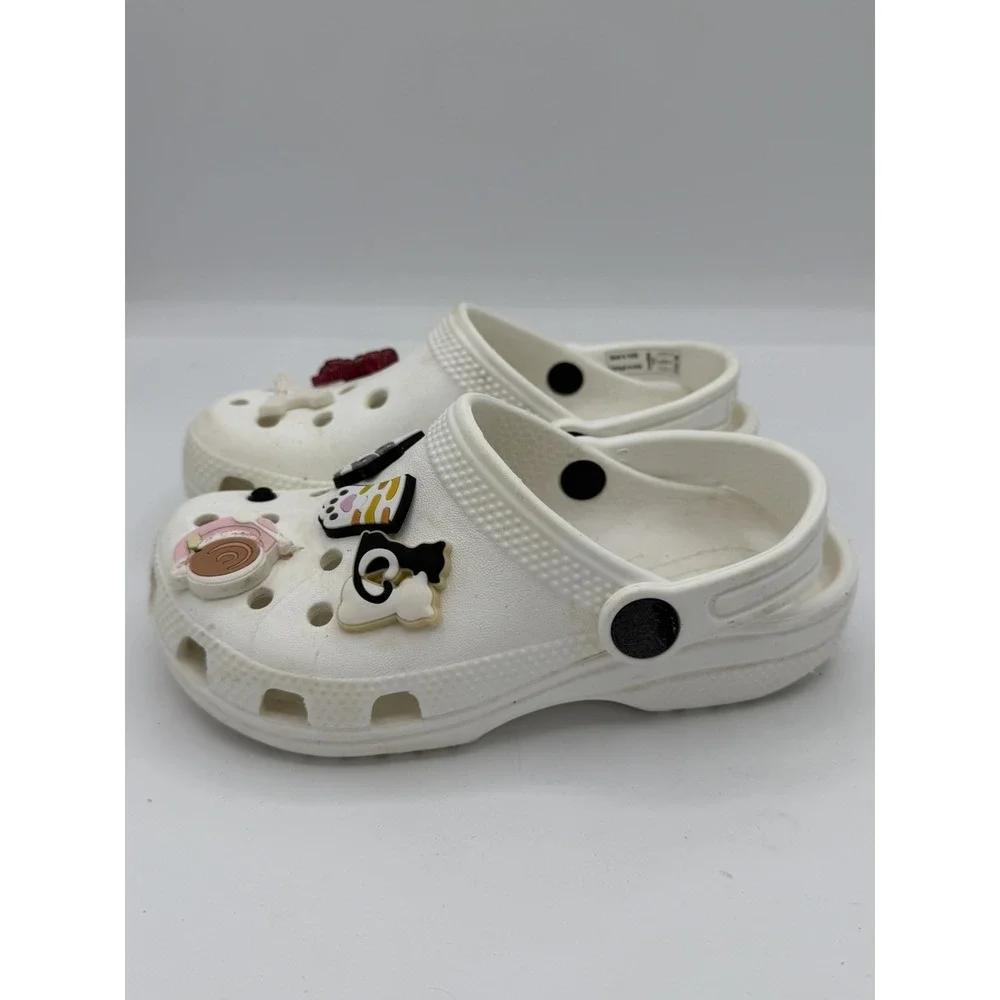 Crocs Kids' Classic White Clogs With Jibbitz Charms Size C11